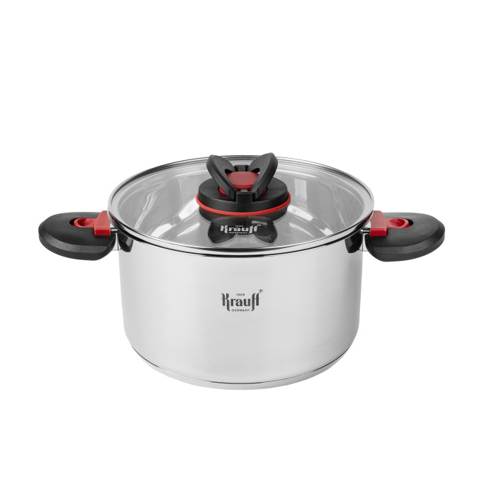 Каструля Prime Chef Krauff 4,7 л зі скляною кришкою, Ø22 см + ПОДАРУНКИ: лопатка, ополоник та картоплем’ялка
