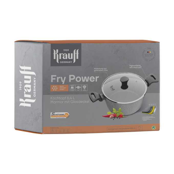 Набір каструль з ківшем 6,4л, 4,2л, 1,1 л Fry Power Krauff + ПОДАРУНОК: Скляні склянки та терка прямокутна