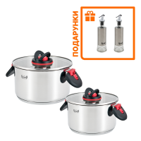 Набір із 2-х каструль Prime Chef 4,7л та 6,1л + ПОДАРУНОК: Ємності для олії та оцту 300мл Набір із 2-х каструль Prime Chef 4,7л та 6,1л + ПОДАРУНОК: Ємності для олії та оцту 300мл