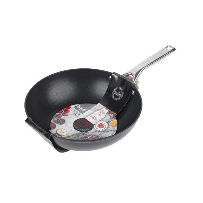 Сковорода WOK Master Chef Krauff 28см + ПОДАРУНКИ: Набір кухонних дошок та скляна кришка 28 см