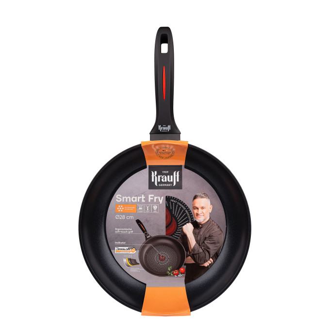 Набір сковорідок з індикатором нагріву Smart Fry Krauff ⌀24см та ⌀28см + ПОДАРУНОК: Дошка обробна
