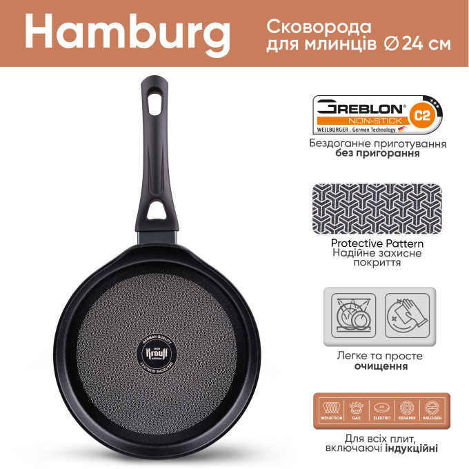 Набір сковорідок Hamburg Krauff 24см та 26см + ПОДАРУНКИ: Тертка 3-стороння