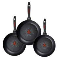 Набір сковорідок Smart Fry (24, 26, 28 см) + ПОДАРУНОК: універсальна кришка та кухонні щипці