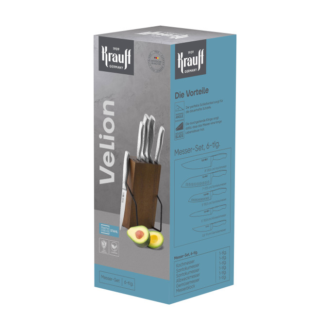 Набір із 5-ти ножів Velion Krauff + ПОДАРУНКИ: Дошка кухонна