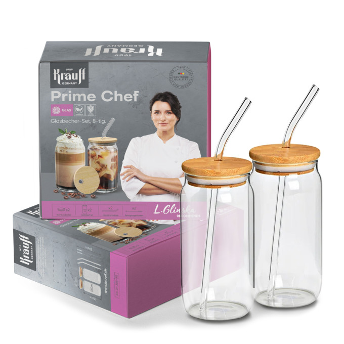 Набір склянок для напоїв з трубочками Prime Chef та Чайник Krauff 3 л +ПОДАРУНКИ: набір коктейльних ложок Florence