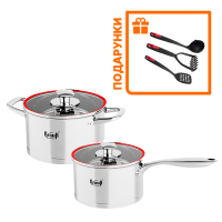 Каструля з кришкою 2,7л та ківш з кришкою 2л Prime Chef Krauff + ПОДАРУНОК:кухонні аксесуари