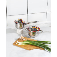 Каструля з кришкою 2,7л та ківш з кришкою 2л Prime Chef Krauff + ПОДАРУНОК:кухонні аксесуари Каструля з кришкою 2,7л та ківш з кришкою 2л Prime Chef Krauff + ПОДАРУНОК:кухонні аксесуари