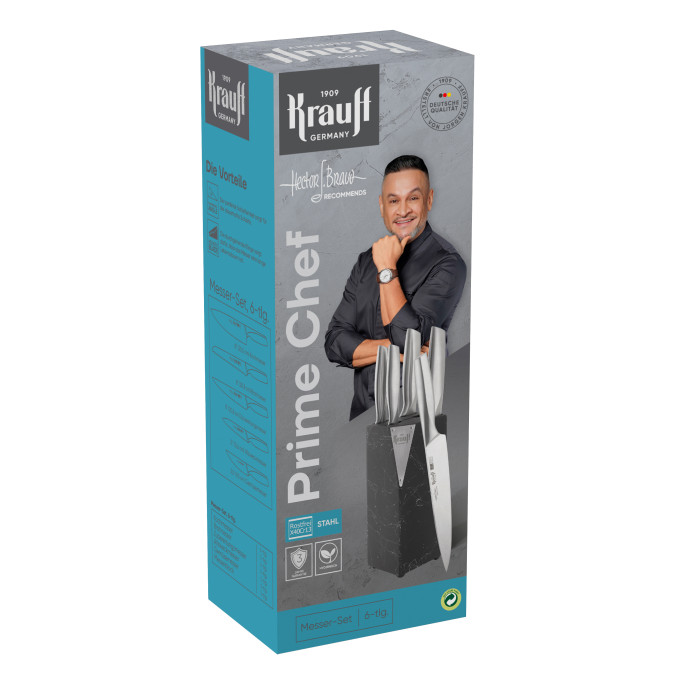 Набір ножів на підставці Prime Chef Krauff + ПОДАРУНКИ: Точилка для ножів та набір кухонних дощок