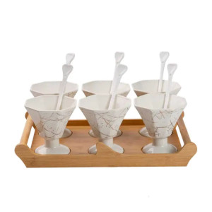 Набір із 6 креманок 200 мл, фарфор білий HP-1220