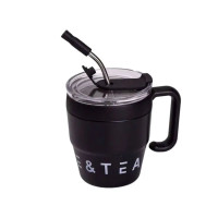 Термокухоль Coffee & Tea з трубочкою чорна HP-14-23B