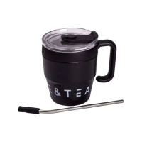 Термокухоль Coffee & Tea з трубочкою чорна HP-14-23B