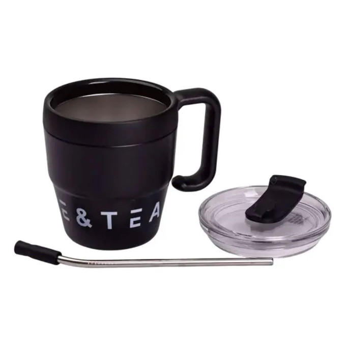 Термокухоль Coffee & Tea з трубочкою чорна HP-14-23B