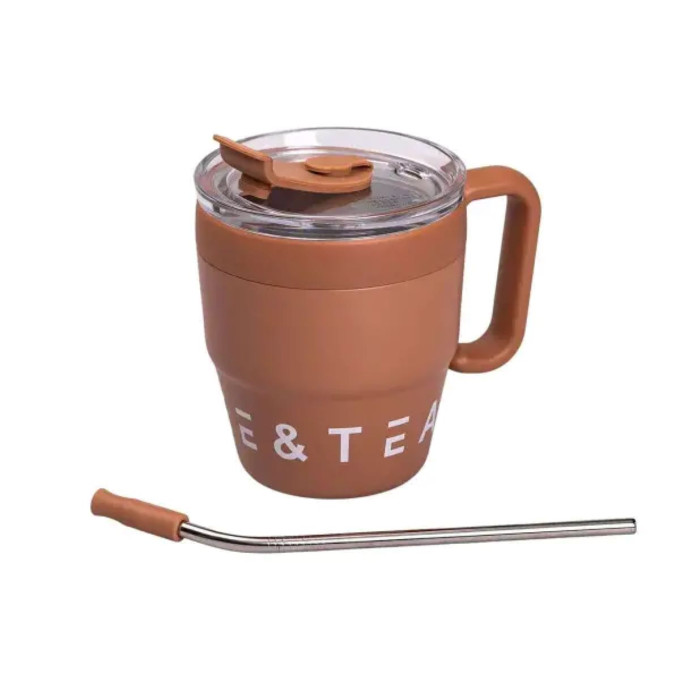 Термокухоль Coffee & Tea з трубочкою коричнева HP-14-23BR
