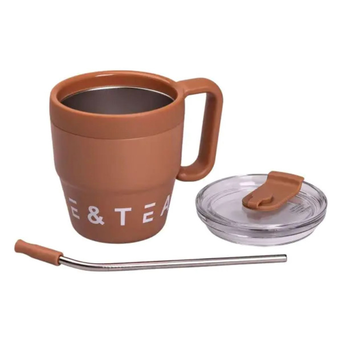 Термокухоль Coffee & Tea з трубочкою коричнева HP-14-23BR