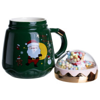 Чашка порцелянова з кришкою Christmas 400 (мл) Зелений Yiwu FM-CS-41A Чашка порцелянова з кришкою Christmas 400 (мл) Зелений Yiwu FM-CS-41A