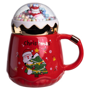 Чашка порцелянова з кришкою Christmas 400 (мл) Червоний Yiwu FM-CS-41D