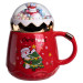 Чашка порцелянова з кришкою Christmas 400 (мл) Червоний Yiwu FM-CS-41D  - фото 1