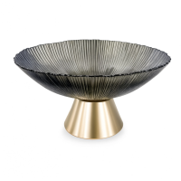 Фруктівниця скляна Gold & Grey 15 см на золотій ніжці Yiwu HP-34-117 Фруктівниця скляна Gold & Grey 15 см на золотій ніжці Yiwu HP-34-117