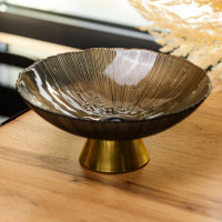 Фруктівниця скляна Gold & Grey 24 см на золотій ніжці Yiwu HP-34-118 Фруктівниця скляна Gold & Grey 24 см на золотій ніжці Yiwu HP-34-118