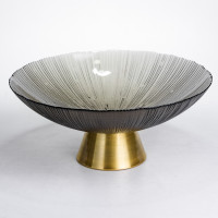 Фруктівниця скляна Gold & Grey 34 см на золотій ніжці Yiwu HP-34-119 Фруктівниця скляна Gold & Grey 34 см на золотій ніжці Yiwu HP-34-119