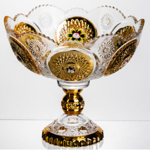 Кількість: Ваза для фруктів скляна Gold Glass 22 см Yiwu HP-34-140