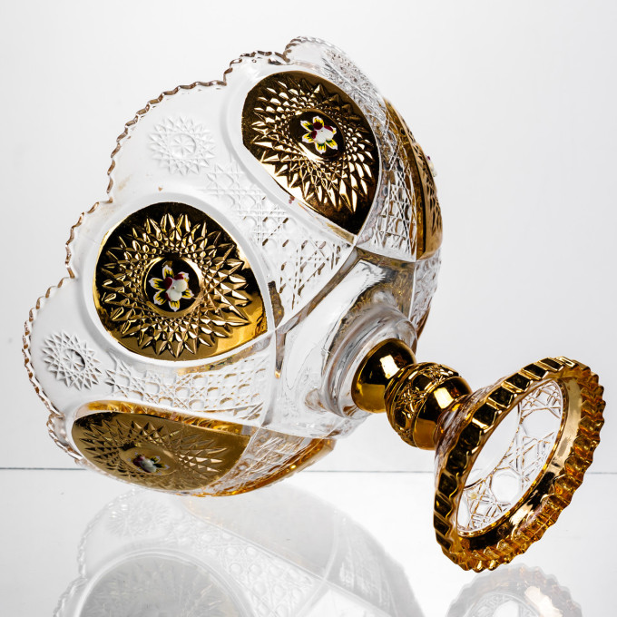 Кількість: Ваза для фруктів скляна Gold Glass 22 см Yiwu HP-34-140