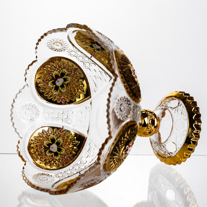 Кількість: Ваза для фруктів скляна Gold Glass 22 см Yiwu HP-34-140