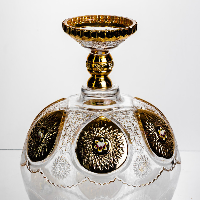 Кількість: Ваза для фруктів скляна Gold Glass 22 см Yiwu HP-34-140