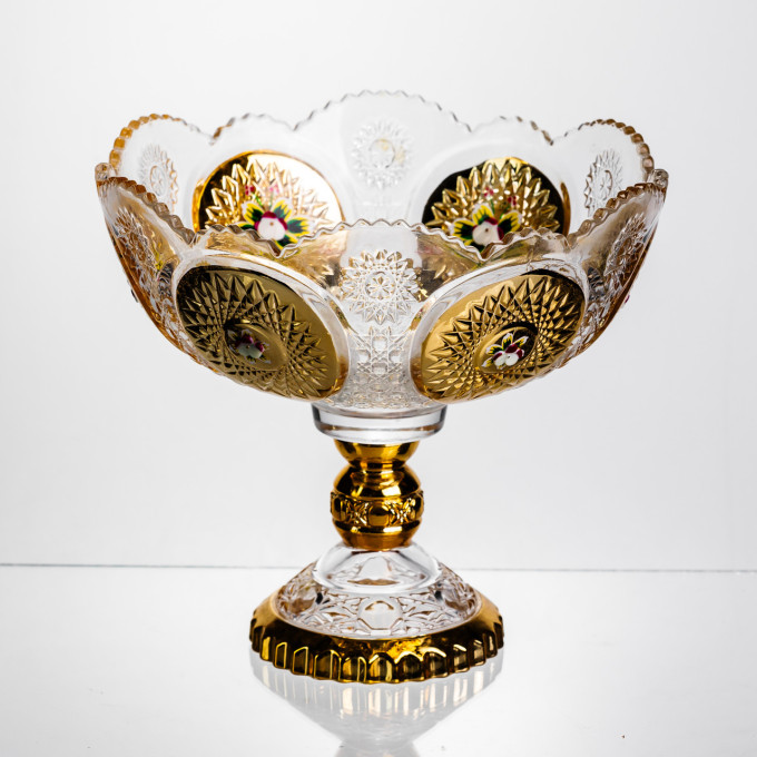 Кількість: Ваза для фруктів скляна Gold Glass 22 см Yiwu HP-34-140
