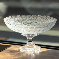Фруктівниця на ніжці скляна Queen Lace 32 см під кришталь Yiwu HP-34-47