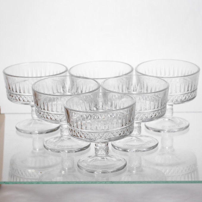 Набір креманок для десертів 6 штук по 210 мл на низькій ніжці Yiwu HP-34-59