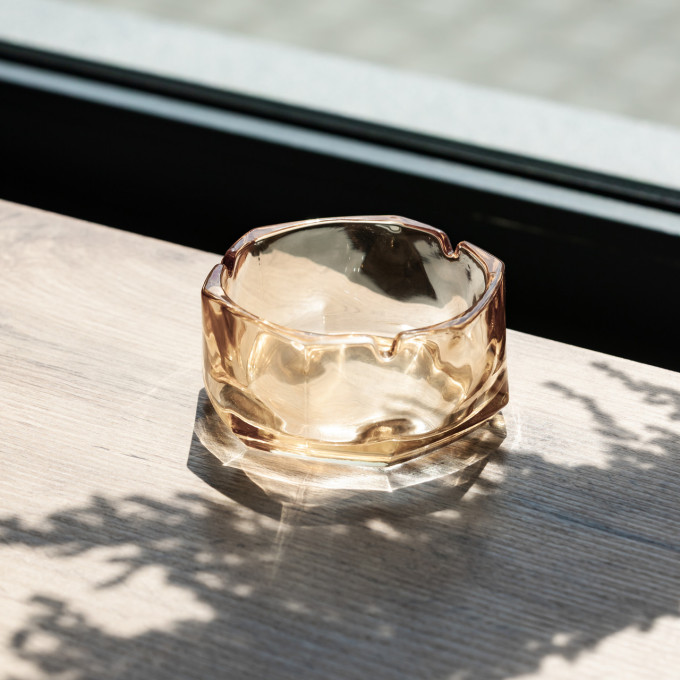 Попільничка скляна Diamond Faceted 12 см, золотистий Yiwu HP-34-78