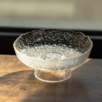 Фруктівниця на ніжці Ice Textured 15 см з крижаною текстурою скла Yiwu HP-34-88