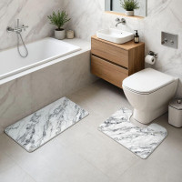 Набір килимків для ванної та туалету White Marble 50*80 / 40*50 см Yiwu HP-42-181 Набір килимків для ванної та туалету White Marble 50*80 / 40*50 см Yiwu HP-42-181