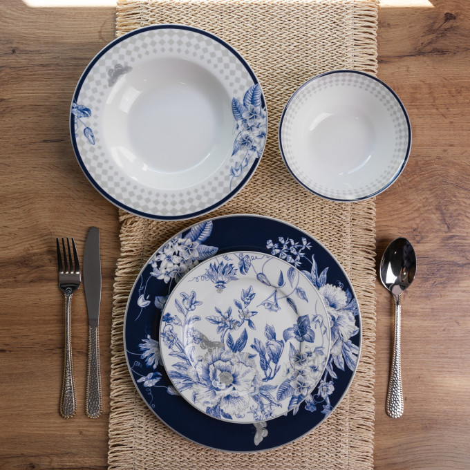 Столовый сервиз на 6 персон фарфоровый Blossom Blue 24 предмети Yiwu HP-7-713N