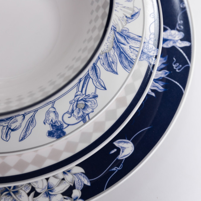 Столовый сервиз на 6 персон фарфоровый Blossom Blue 24 предмети Yiwu HP-7-713N