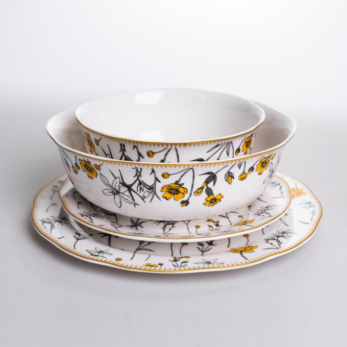 Столовый сервиз на 6 персон фарфоровый Buttercups 24 предмети Yiwu HP-7-715