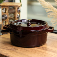 Кокотниця чавунна емальована 4 л, бургунді Yiwu HP-FLG-10 burgundy Кокотниця чавунна емальована 4 л, бургунді Yiwu HP-FLG-10 burgundy