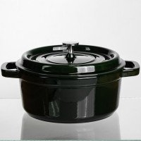 Кокотниця чавунна емальована 4 л, малахіт Yiwu HP-FLG-10 green Кокотниця чавунна емальована 4 л, малахіт Yiwu HP-FLG-10 green