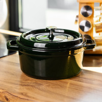 Кокотниця чавунна емальована 4 л, малахіт Yiwu HP-FLG-10 green Кокотниця чавунна емальована 4 л, малахіт Yiwu HP-FLG-10 green