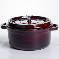 Кокотниця чавунна емальована 4,5 л, бургунди Yiwu HP-FLG-11 burgundy Кокотниця чавунна емальована 4,5 л, бургунди Yiwu HP-FLG-11 burgundy