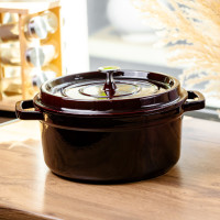 Кокотниця чавунна емальована 4,5 л, бургунди Yiwu HP-FLG-11 burgundy Кокотниця чавунна емальована 4,5 л, бургунди Yiwu HP-FLG-11 burgundy