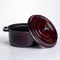 Кокотниця чавунна емальована 4,5 л, бургунди Yiwu HP-FLG-11 burgundy Кокотниця чавунна емальована 4,5 л, бургунди Yiwu HP-FLG-11 burgundy
