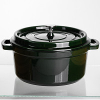 Кокотниця чавунна емальована 4,5 л, малахіт Yiwu HP-FLG-11 green Кокотниця чавунна емальована 4,5 л, малахіт Yiwu HP-FLG-11 green