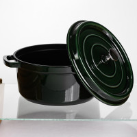 Кокотниця чавунна емальована 4,5 л, малахіт Yiwu HP-FLG-11 green Кокотниця чавунна емальована 4,5 л, малахіт Yiwu HP-FLG-11 green