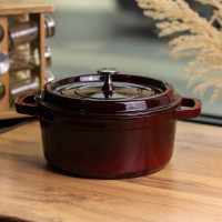 Кокотниця чавунна емальована 6,5 л, бургунди Yiwu HP-FLG-12 burgundy Кокотниця чавунна емальована 6,5 л, бургунди Yiwu HP-FLG-12 burgundy