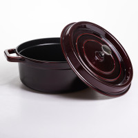 Кокотниця чавунна емальована 6,5 л, бургунди Yiwu HP-FLG-12 burgundy Кокотниця чавунна емальована 6,5 л, бургунди Yiwu HP-FLG-12 burgundy