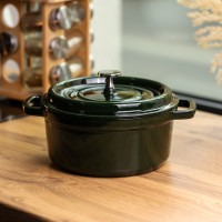 Кокотниця чавунна емальована 6,5 л, малахіт Yiwu HP-FLG-12 green Кокотниця чавунна емальована 6,5 л, малахіт Yiwu HP-FLG-12 green