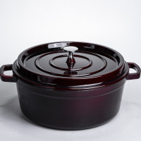 Кокотниця чавунна емальована 6 л, бургунди Yiwu HP-FLG-13 burgundy Кокотниця чавунна емальована 6 л, бургунди Yiwu HP-FLG-13 burgundy