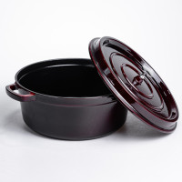 Кокотниця чавунна емальована 6 л, бургунди Yiwu HP-FLG-13 burgundy Кокотниця чавунна емальована 6 л, бургунди Yiwu HP-FLG-13 burgundy